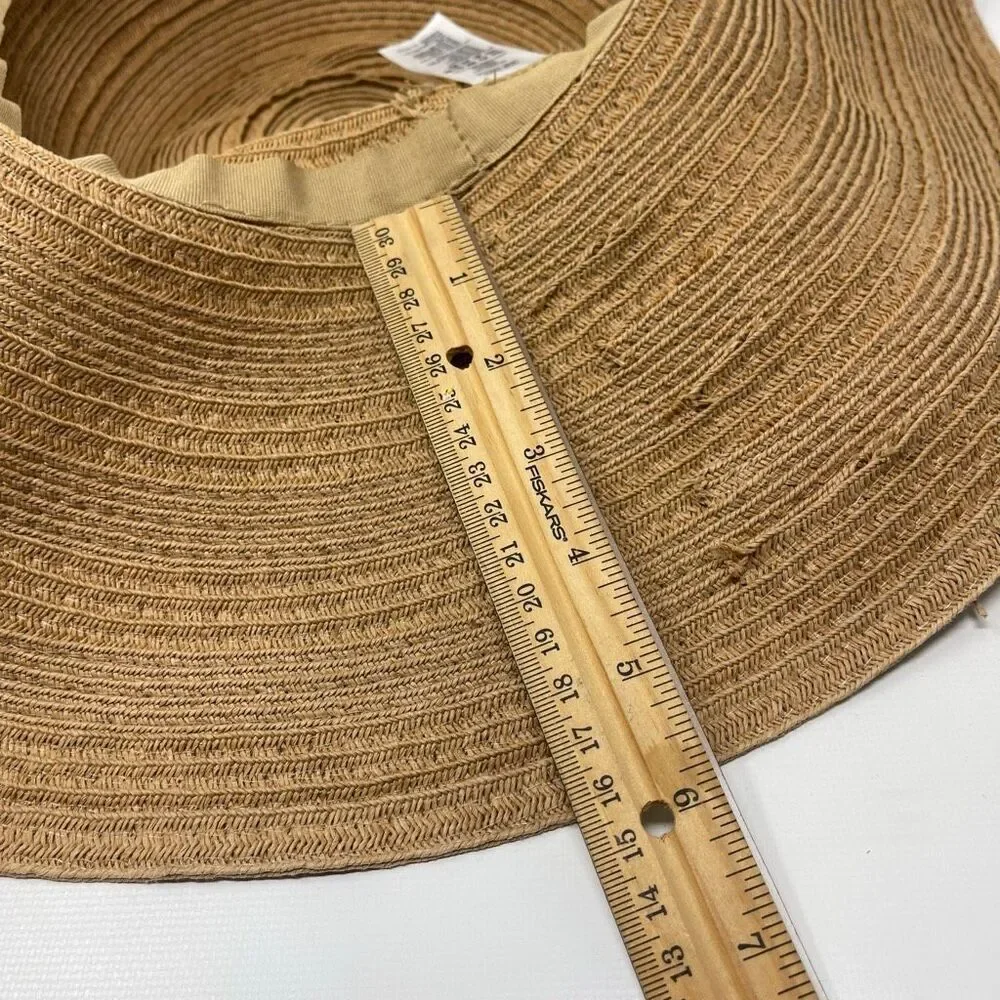 Forever 21 Wide Brim Paper Raffia Tan Outdoor Beach Sun Hat One Size OSFM